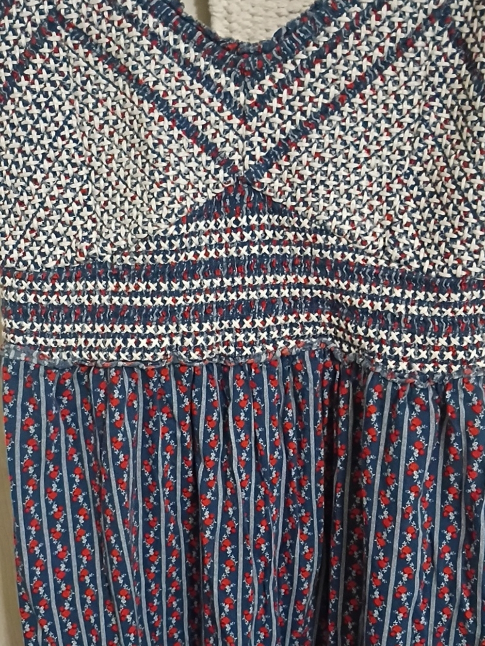 Embroidered Top Midi Dress M